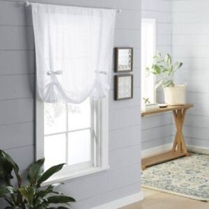 Threshold Light Filtering Balloon Shade Rod Pocket 42x63 White Leno Weave NEW